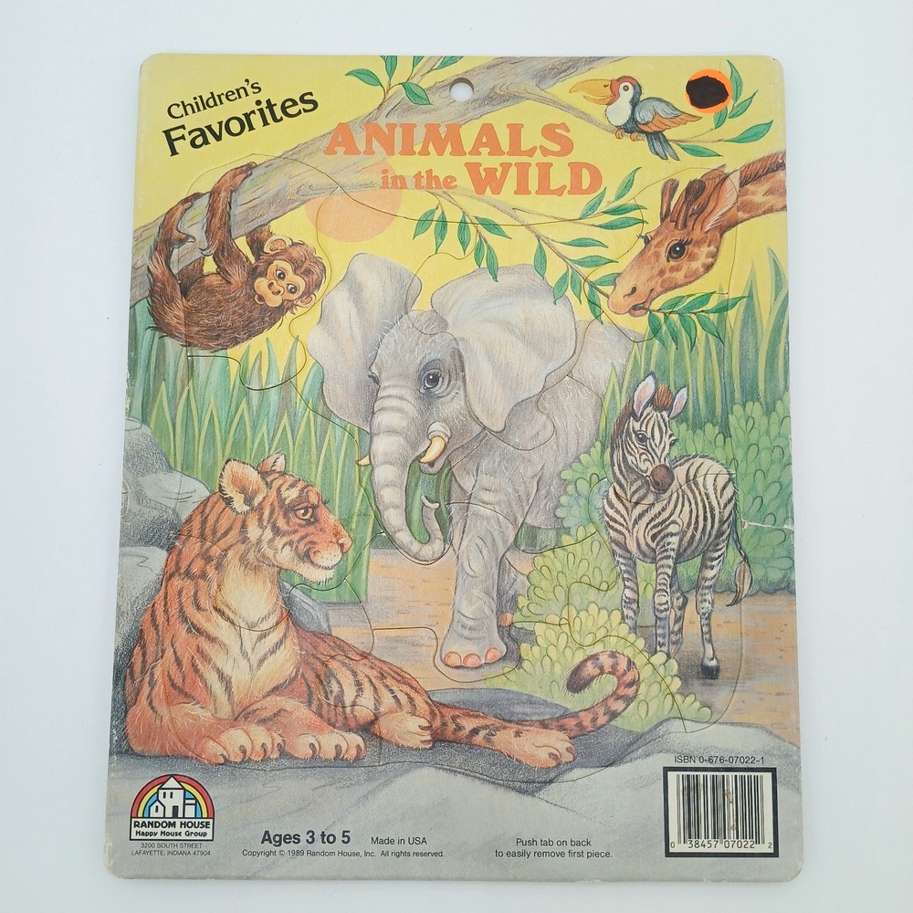 Vintage 1989 Random House Tray Frame Puzzle "Animals in the Wild"